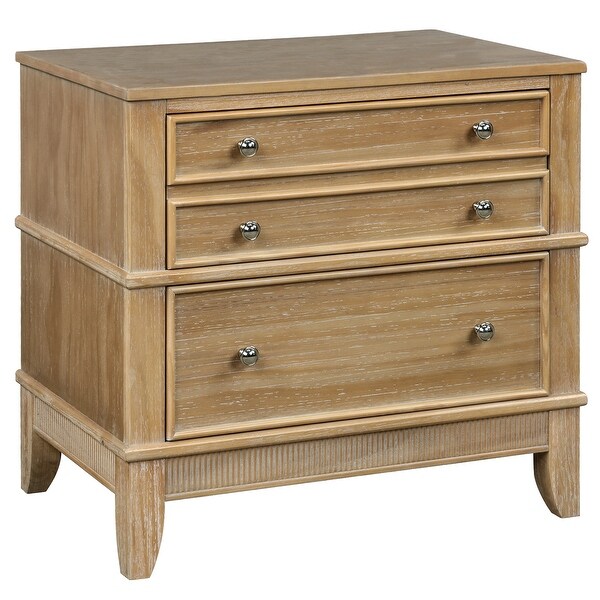 Wood 3-Drawer Classic Nightstand， Vintage Style Bedroom Storage Cabinet - - 37893709