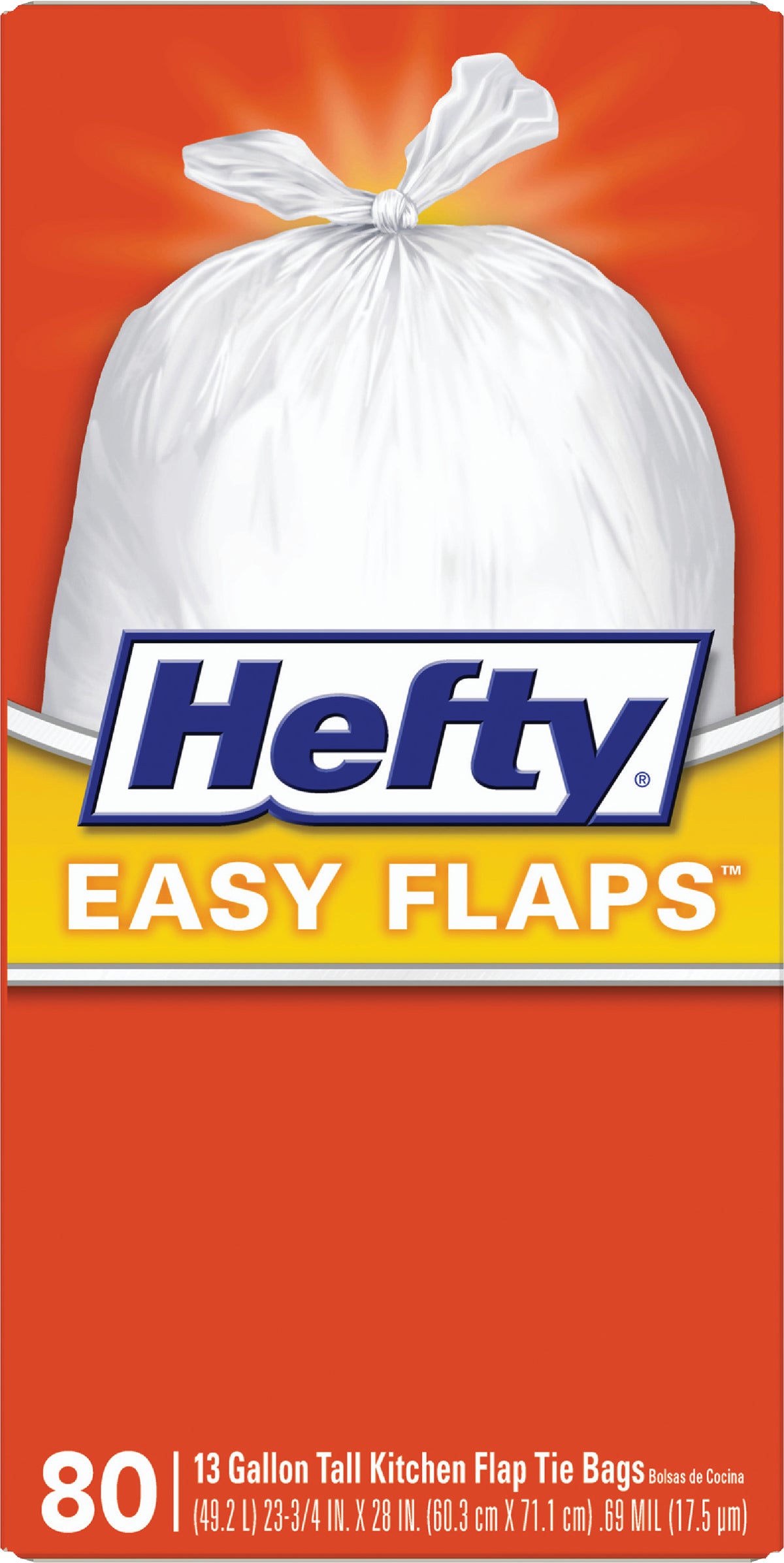 Hefty Easy Flaps Tall Kitchen Trash Bag 13 Gal. White