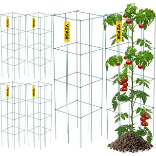 VEVOR 14.6 in. x 14.6 in. x 39.4 in. Tomato Cages for Garden Square Plant Support Cages Green Steel Tomato Towers (6-Pack) FXKZDFQ14.639YCQ1V0