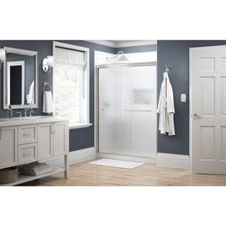 Delta Simplicity 60 in. x 70 in. Semi-Frameless Traditional Sliding Shower Door in Nickel with Rain Glass 1117979