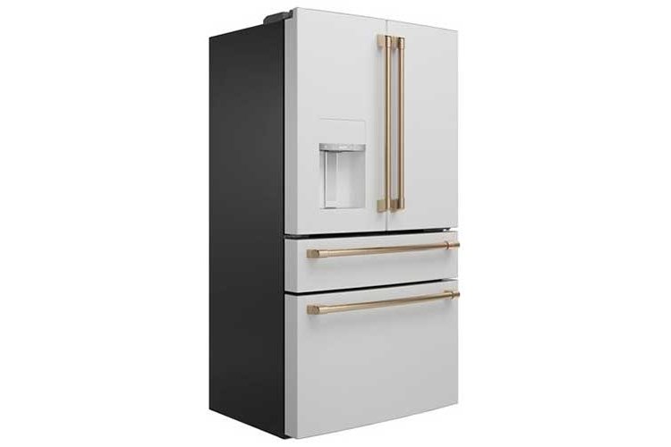 Cafe ENERGY STAR 22.3 Cu. Ft. Matte White With Brushed Bronze Smart Counter-Depth 4-Door French Door Refrigerator