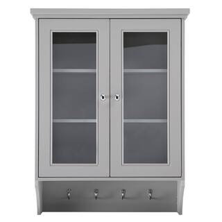 Home Decorators Collection Gazette 23-12 in. W x 31 in. H x 7-12 in. D Bathroom Storage Wall Cabinet with Glass Doors in Grey GAGW2431