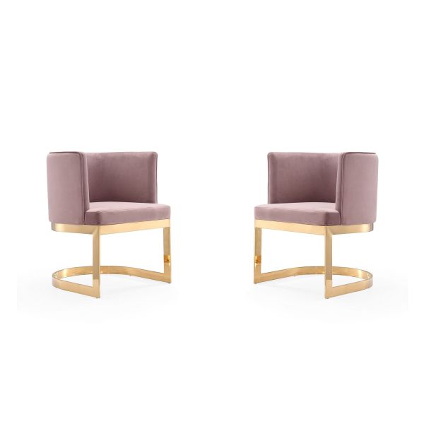 Aura Dining Chair in Blush and Polished Brass (Set of 2)