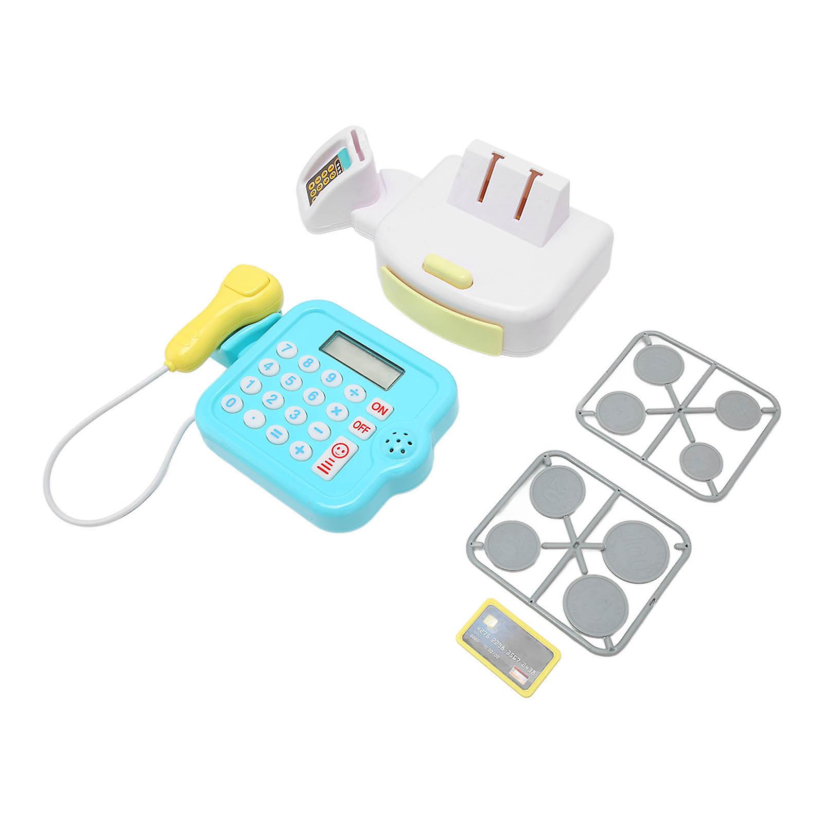 Children Mini Cash Register Toy Simulated Calculator Bank Card Coin Set For Over 3 Year Old Kids