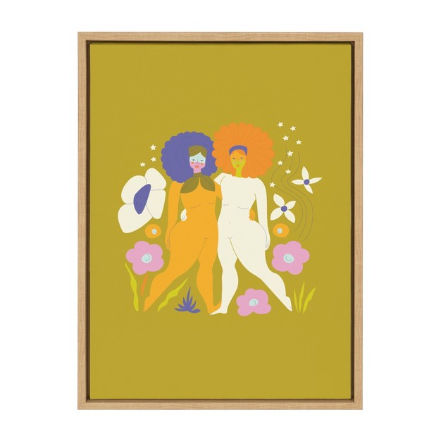 Kate And Laurel Sylvie Flower Goddess Framed Canvas By Elizabeth Olwen 18x24 Natural