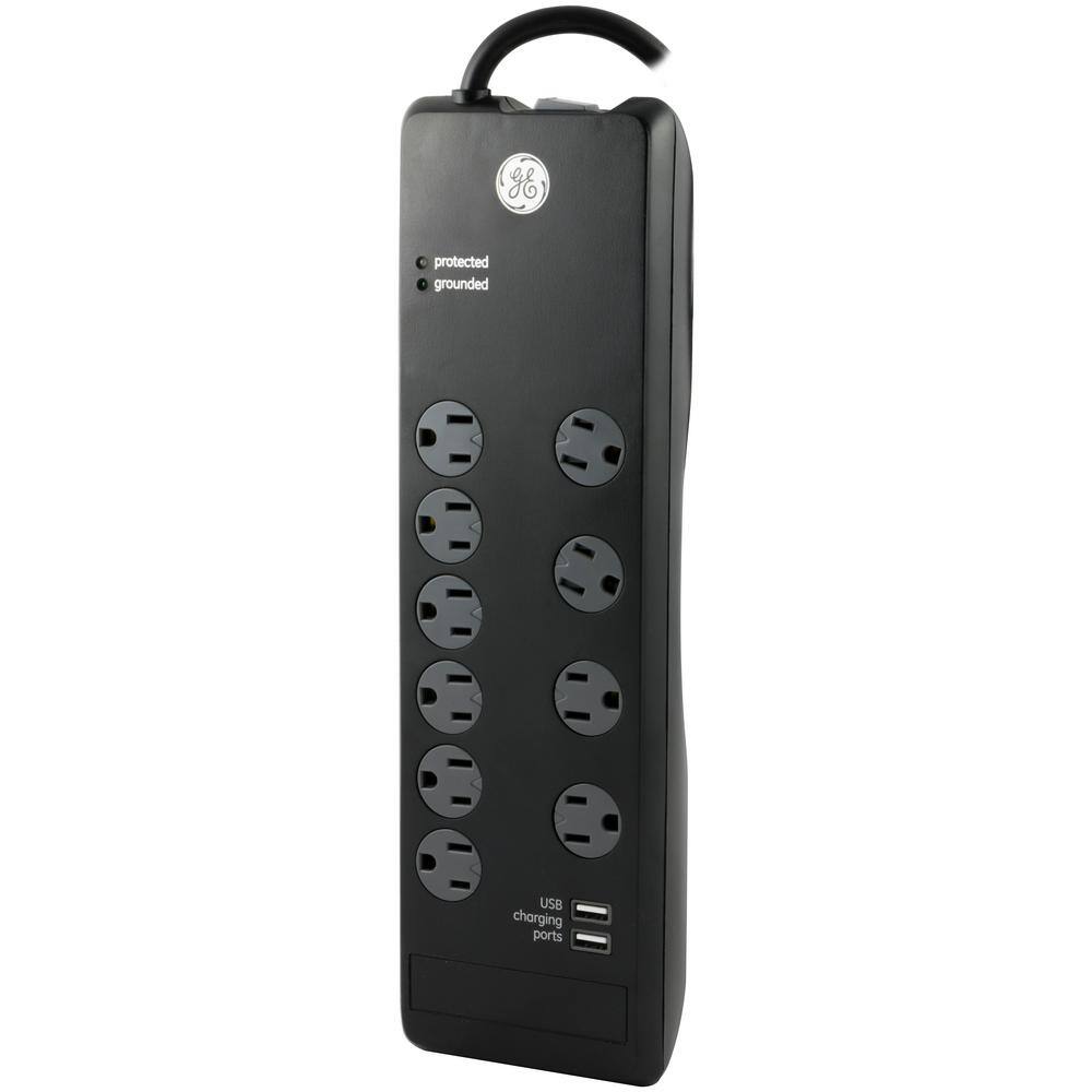 GE 6 ft. 10-Outlet and 2-USB Port 2.1 Amp 3000 Joules Surge Protector 13476