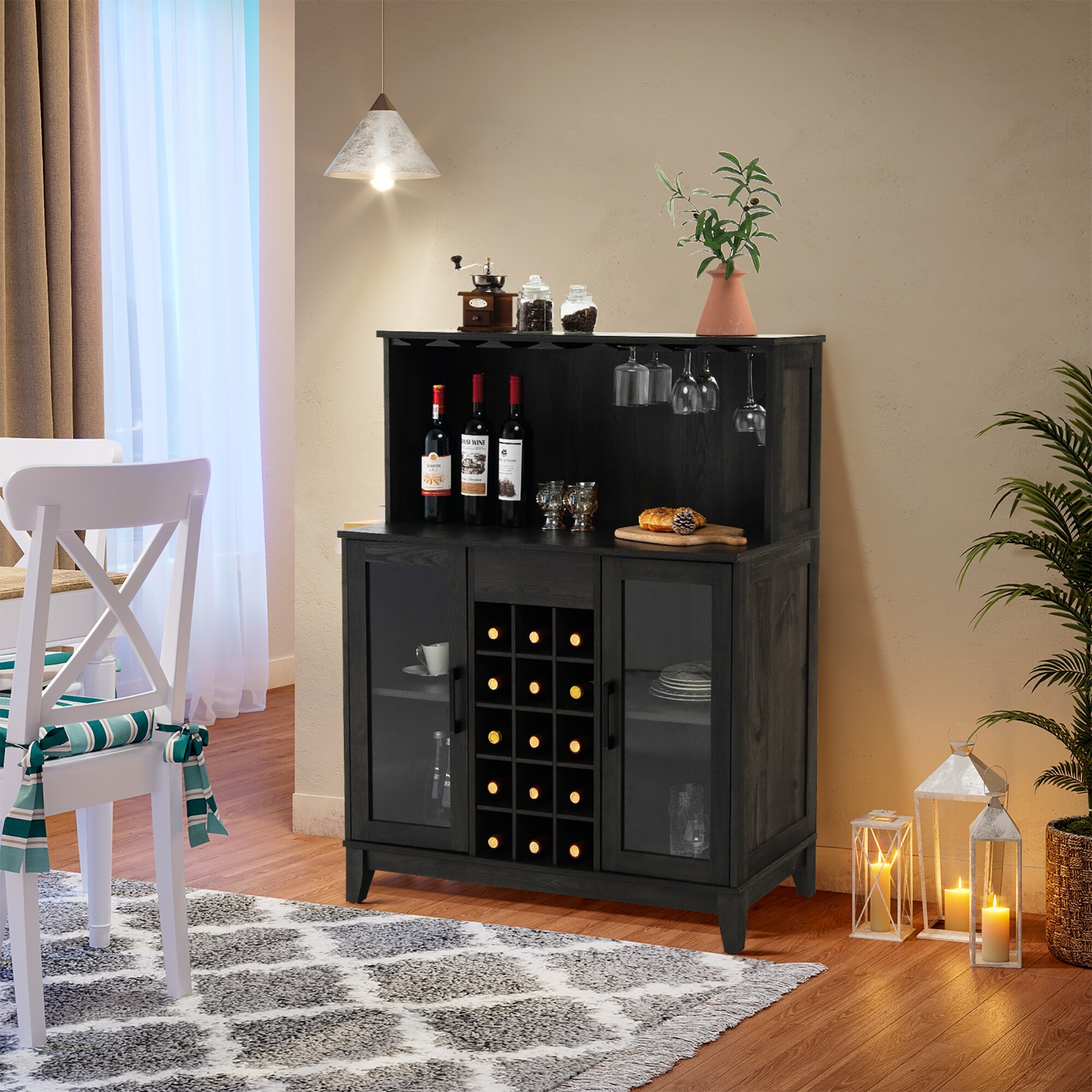 2-Door Buffet Bar Cabinet Kitchen Storage Sideboard Wine Rack