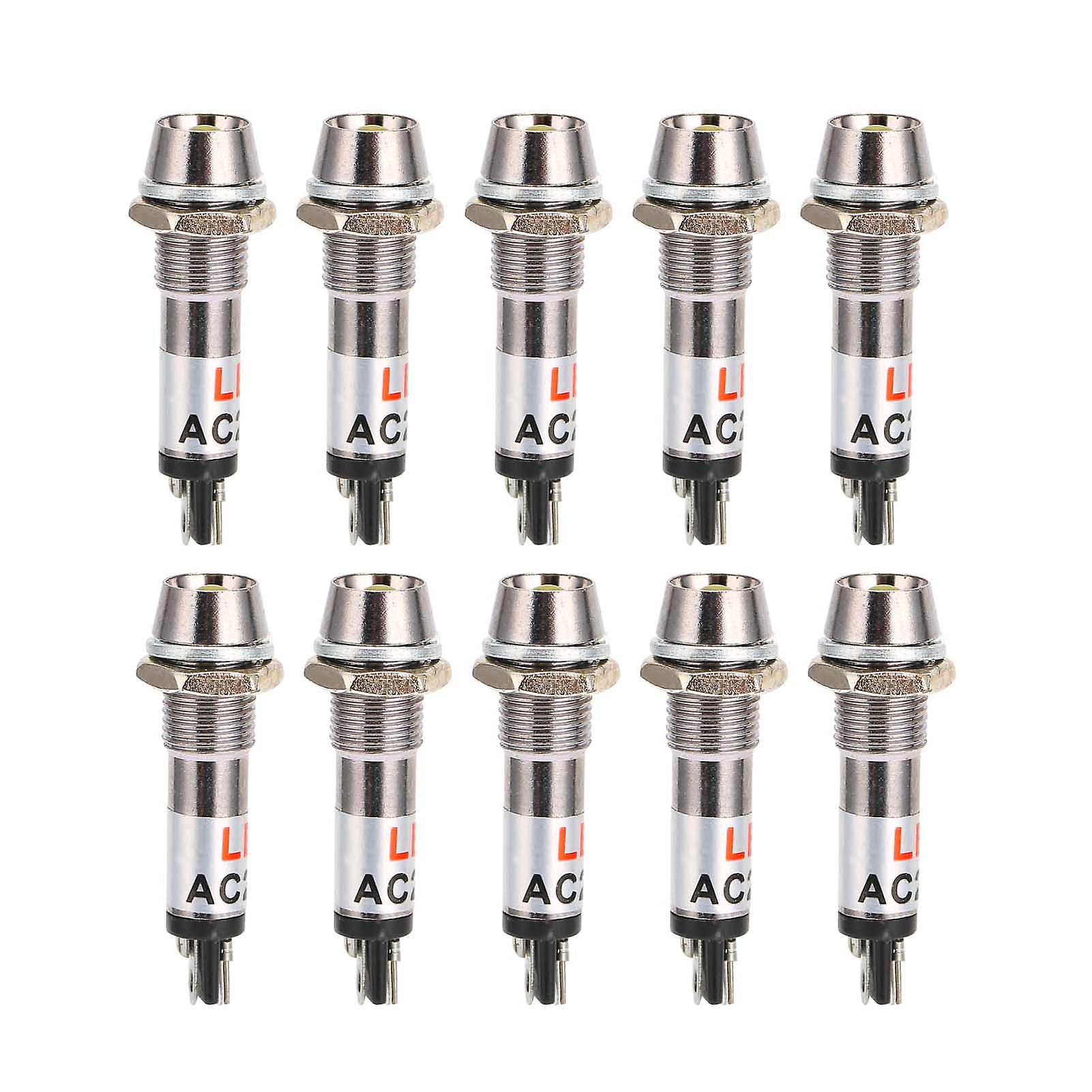 10pcs Dc 12v Indicator Light Signal Lamp 8mm Mounting Hole Diameter Signal Light Yellow