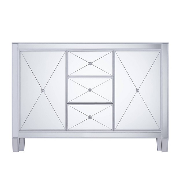 Monroe 3 Drawer Mirrored Cabinet Silver Aiden Lane