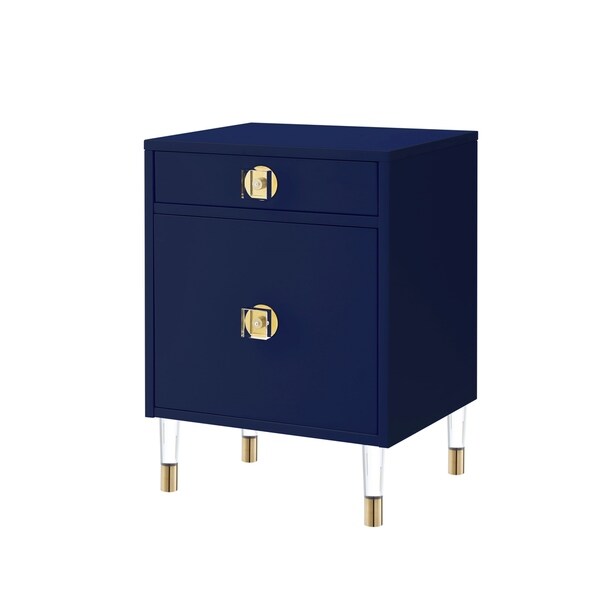 Nicole Miller  High Gloss 1-drawer Nightstand with Acrylic Legs - - 28416408