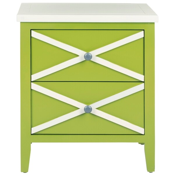 SAFAVIEH Sherrilyn Lime Green/ White Storage 2-drawer Side Table - 0