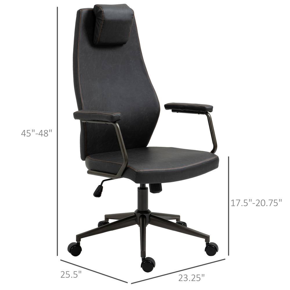 Vinsetto Deep Grey, High-Back Executive Office Chair, Ergonomic Leather Computer Desk Chair with Adjustable Height 921-478