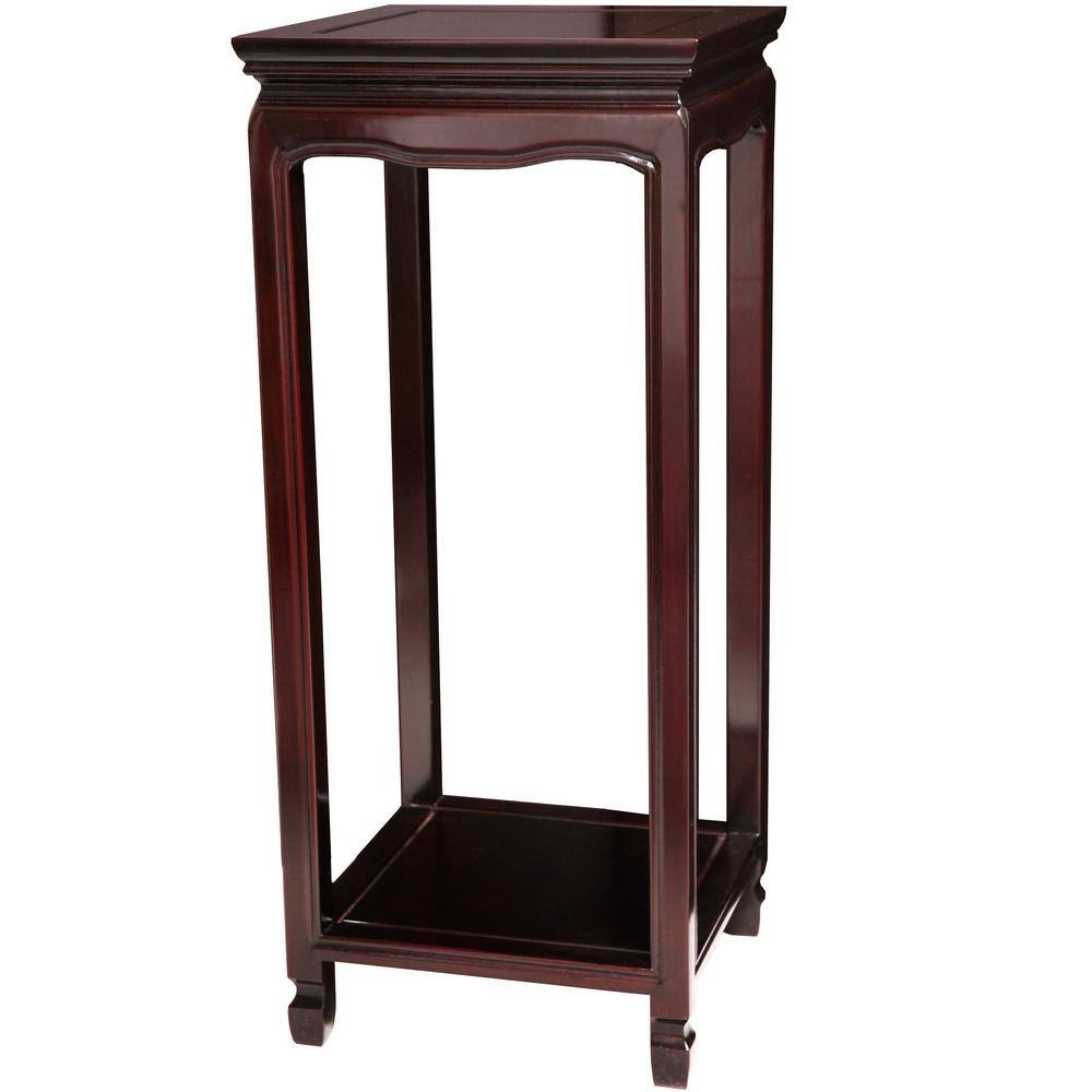 Oriental Furniture 12 in. Rosewood Oriental Square Stand in Dark Rosewood ST28WSQ-D