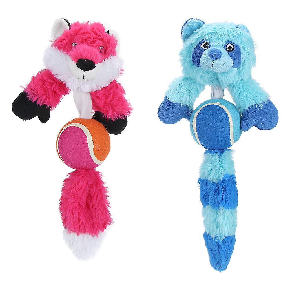 2 Pcs Cute Plush Animals Shaped Pet Dogs Chew Squeaker Puppy Interactive Training Toys