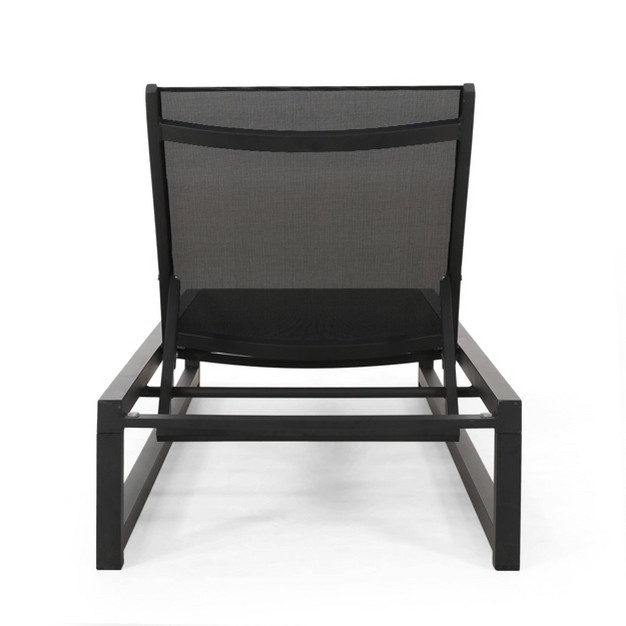 Modesta Patio Aluminum Chaise Lounge With Mesh Seating Black Christopher Knight Home