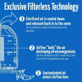 AirFree Plus 650 sq.ft. Filter-Free Technology Patented Thermodynamic TSS Air Purifier Black Destroys Mold Silent Operation P3000 Plus