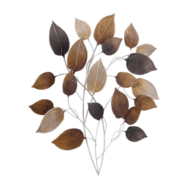 Metal Leaf Textured Wall Decor With Multiple Shades Bronze Olivia amp May