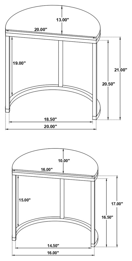 Zakiya 2 piece Demilune Nesting Table Black and White   Modern   Coffee Table Sets   by Modon  Houzz