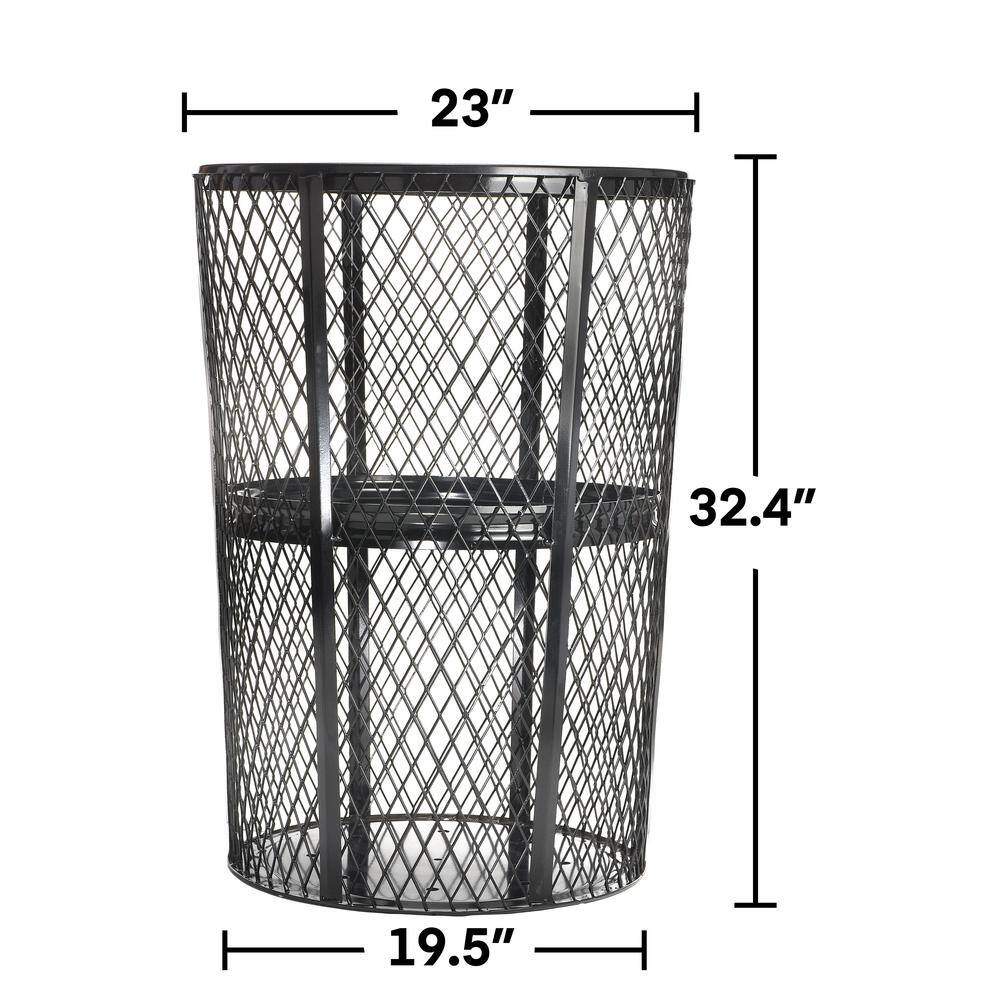 Alpine Industries 48 Gal. Steel Mesh Steel Open-Top All Weather Outdoor Commercial Trash Can 473-48-BLK