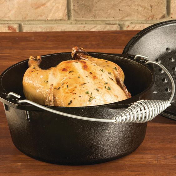 Lodge Cast Iron 5 Quart Seasoned Cast Iron Dutch Oven With Bail Handle