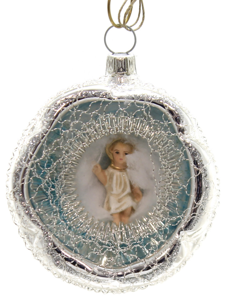 Marolin Lyonese Ornament W/ Baby Jesus Ornament Gilded Feather Tree 2018131   Christmas Ornaments   by Story Book Kids Inc  Houzz