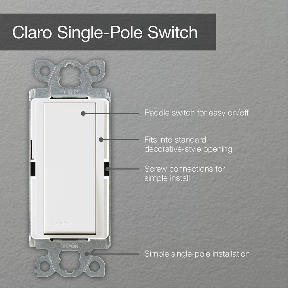 Lutron Claro OnOff Switch 15-AmpSingle-Pole White (CA-1PS-WH) CA-1PS-WH