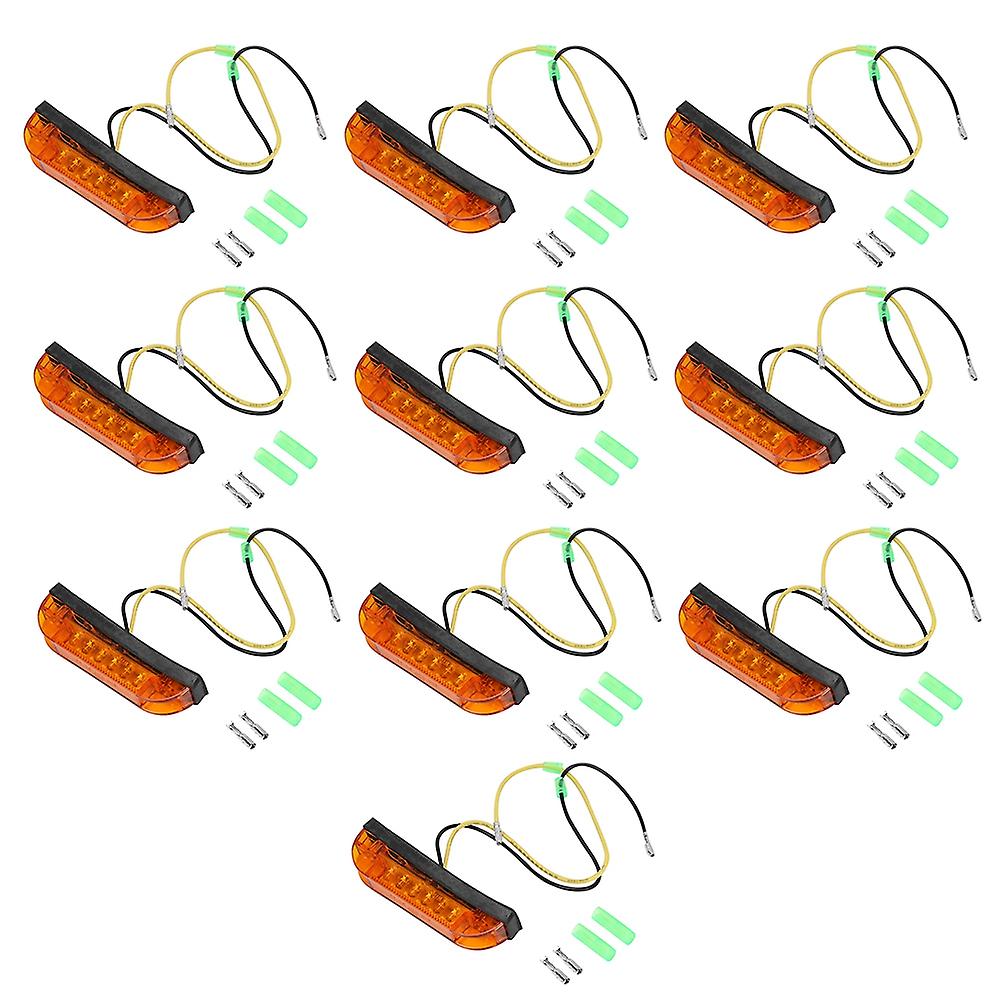 10pcs 6 Led Car Truck Side Marker Clearance Light Lamp Parking Light Side Light Yellow