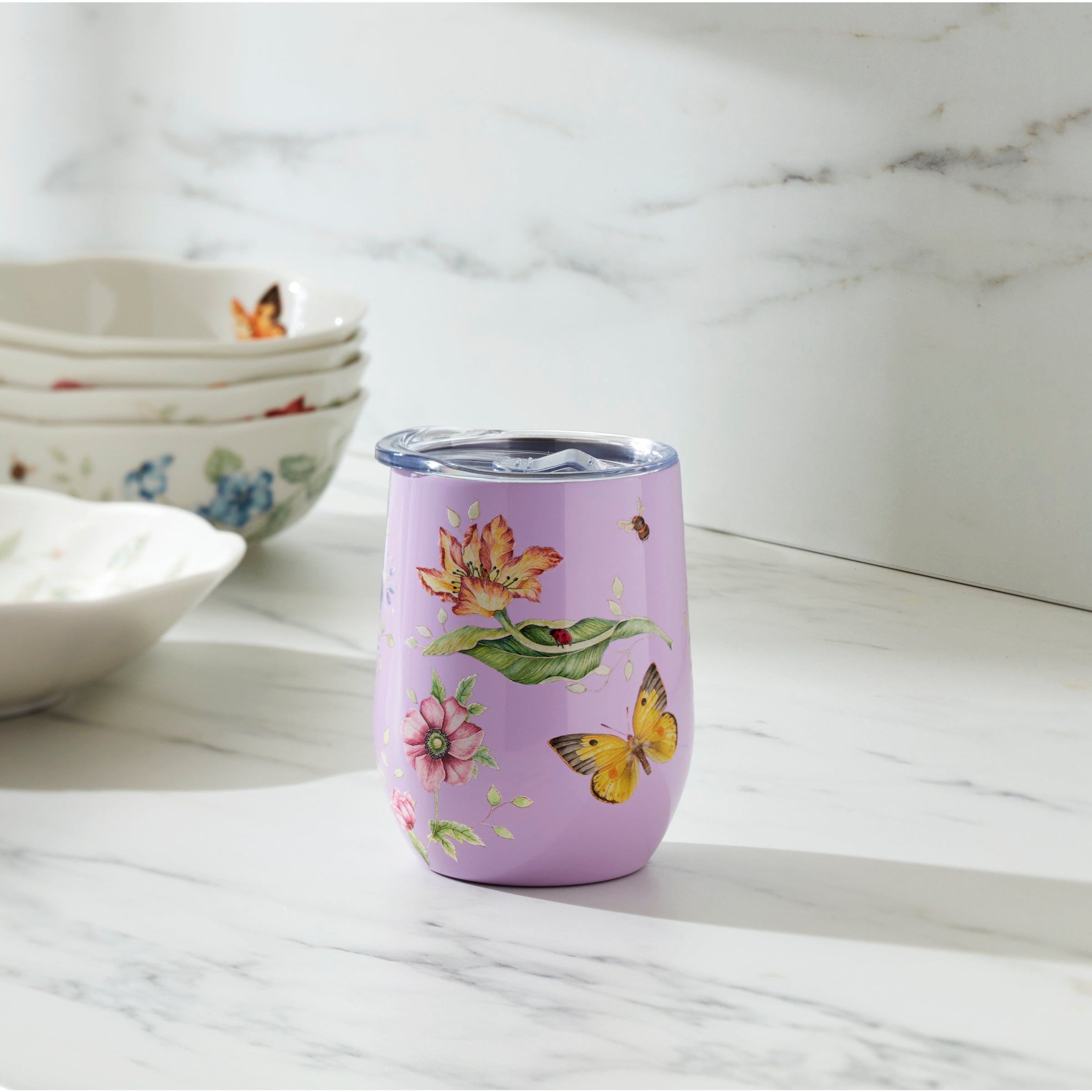 Butterfly Meadow Lavender Stainless Wine Tumbler