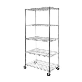 Seville Classics UltraDurable Silver 5-Tier NSF-Certified Steel Wire Garage Storage Shelving Unit (36 in. W x 72 in. H x 24 in. D) SHE24365B