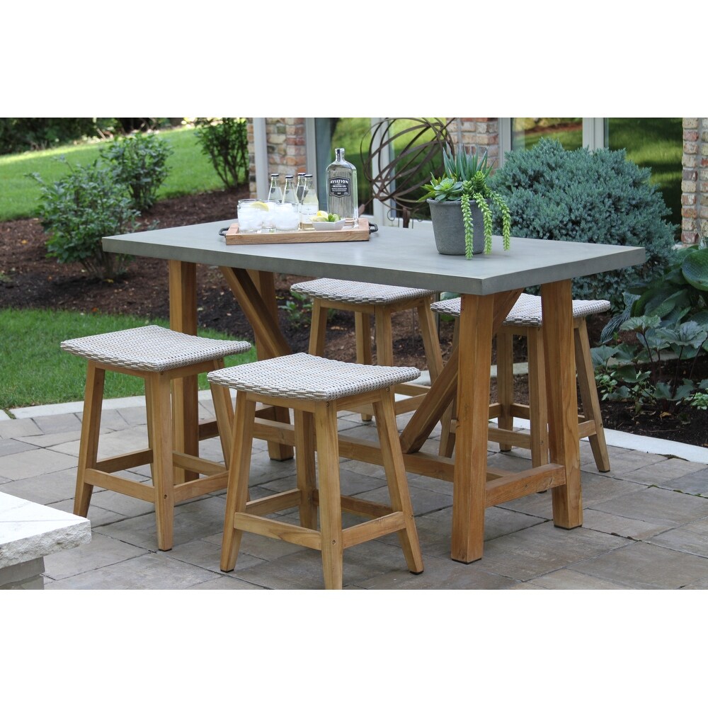 Nadine 5 pc. Teak and Wicker Counter Height Dining Set