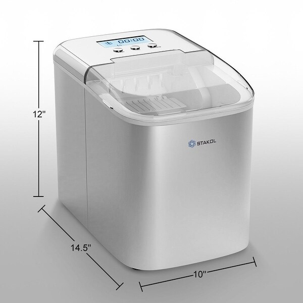 26 lbs Countertop LCD Display Ice Maker with Ice Scoop - 14.5