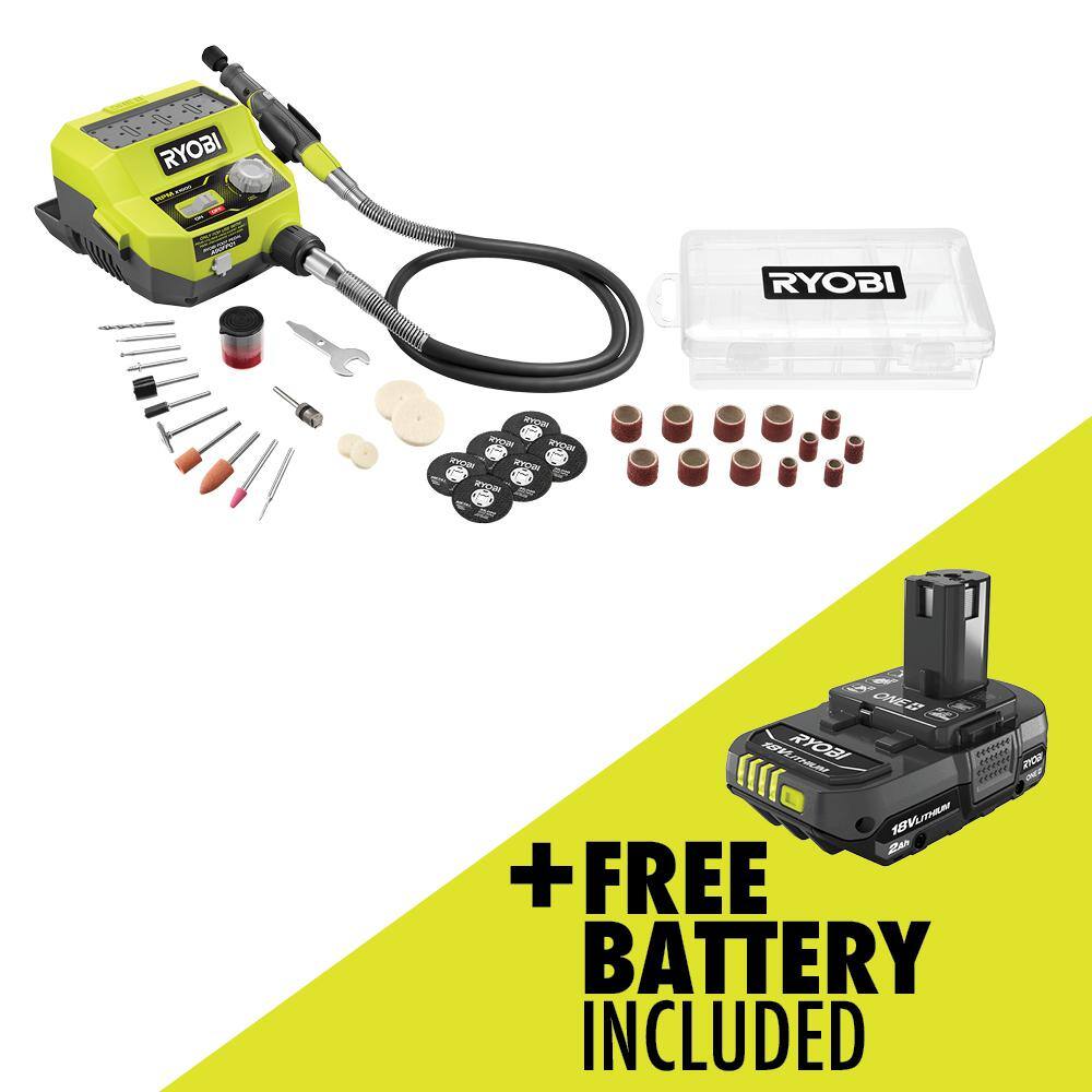 RYOBI ONE+ 18V Cordless Rotary Tool Station with FREE 2.0 Ah Battery PCL480B-PBP006