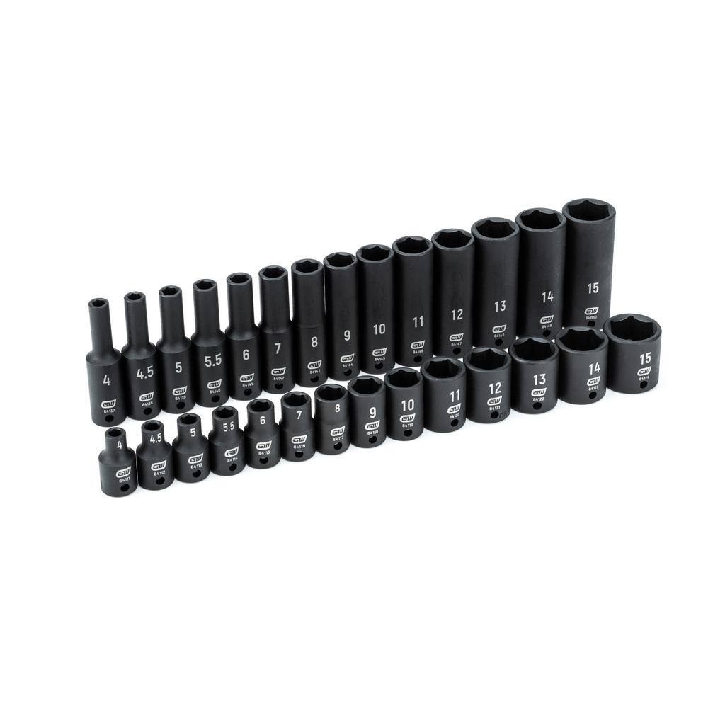 GEARWRENCH 14 in. Drive 6-Point Standard and Deep Impact Metric Socket Set (28-Piece) 84901