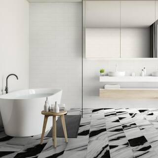 Daltile Rapport Panda Marble Polished 12 in. x 24 in. Glazed Porcelain Floor and Wall Tile (17.1 sq. ft.Case) RT201224AHD1LF