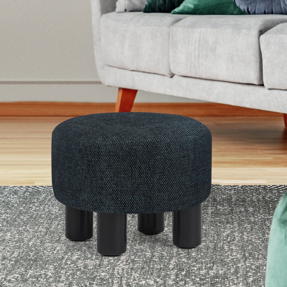 Adeco Round Ottoman Velvet Footrest Stool Modern Padded Seat Footstool