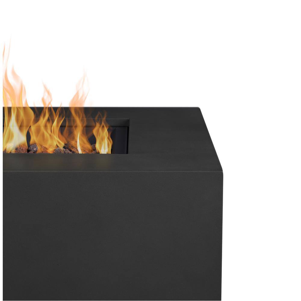 Real Flame Aegean 36 in. W X 15 in. H Outdoor Square Powder Coated Steel Propane Fire Pit in Black with Lava Rocks C9812LP-BLK