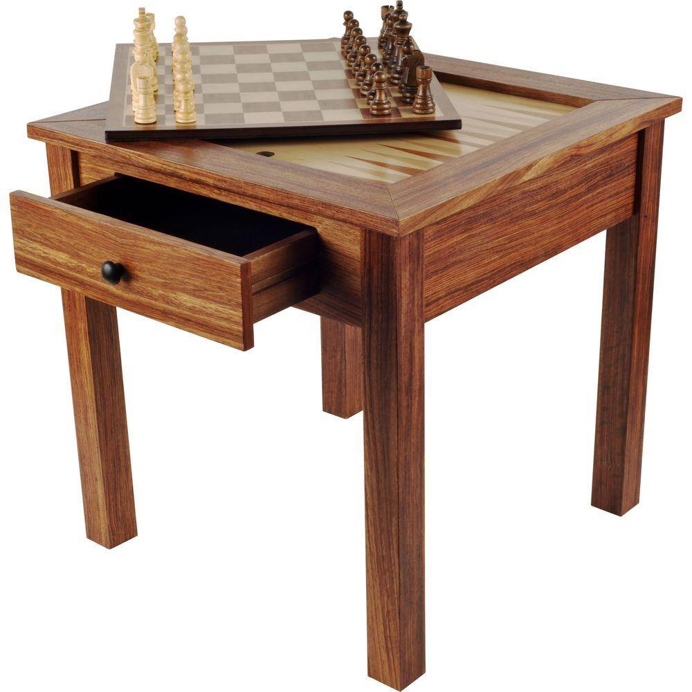 Trademark Games Deluxe Wooden 3-in-1 Chess and Backgammon Table Set 80-411