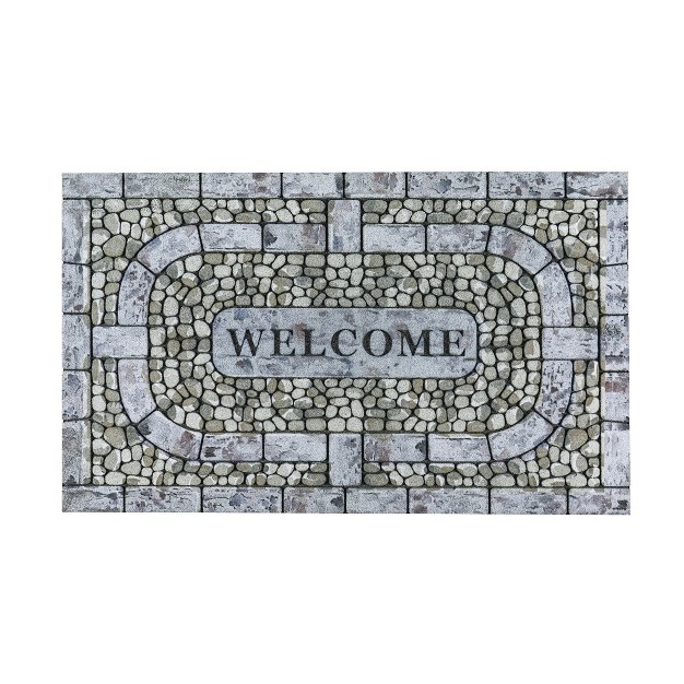 White Wash Brick Flocked Floor Mat