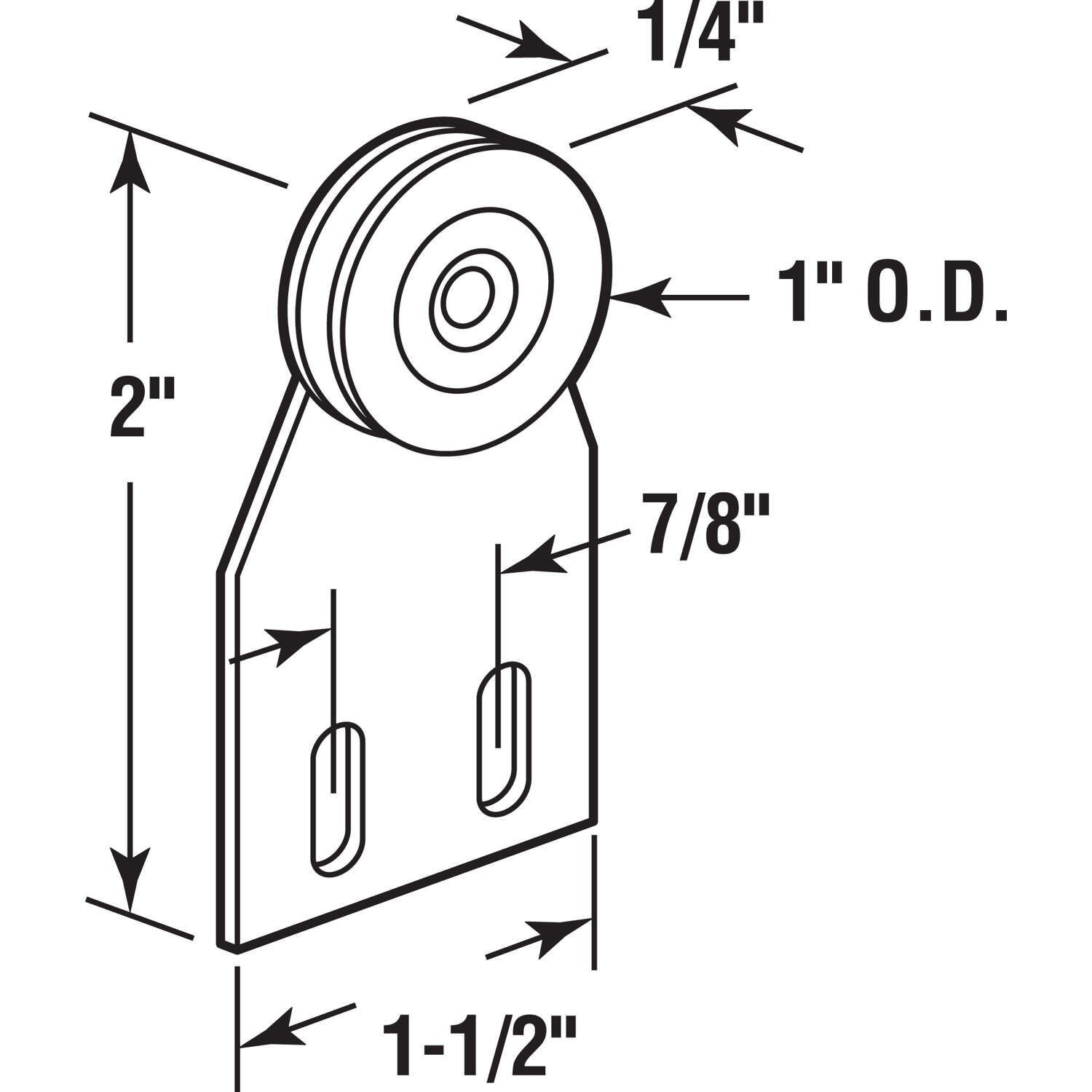 Prime-Line 1 in. D X 1/4 in. L Steel Roller Assembly 2 pk