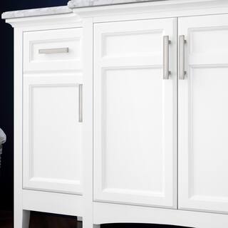 Home Decorators Collection Sassy 60 in. W x  22 in. D x 35 in. H Bath Vanity in White with Marble Vanity Top Single Sink in Carrara White BF90225