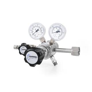 Harris 0 PSI to 50 PSI 2-Stage CGA 540 Chrome-Plated 14 in. Compression Fitting Oxygen Specialty Gas Lab Regulator KH1095