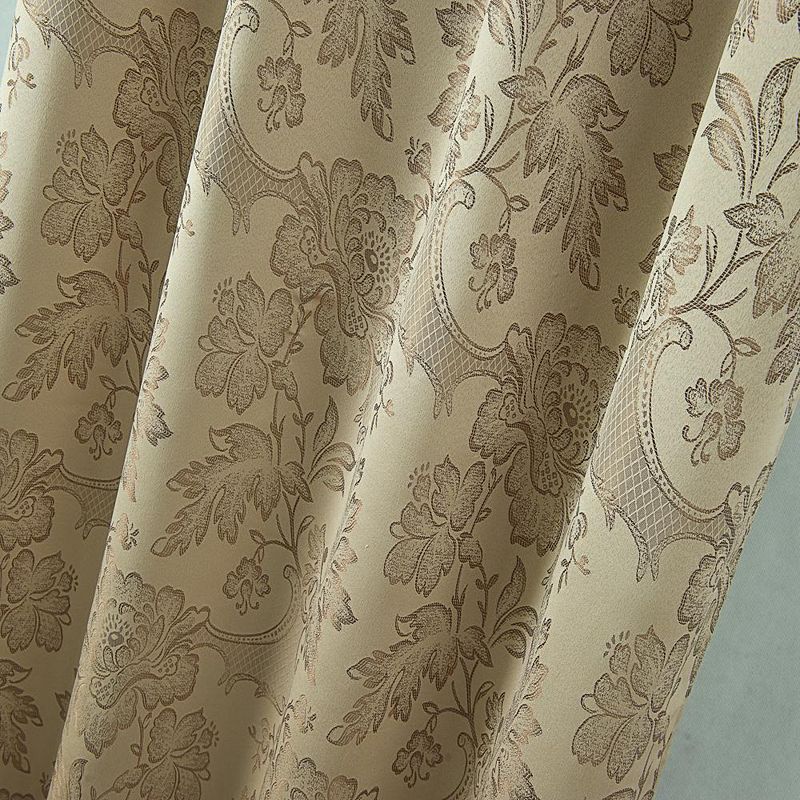 Rosalie Floral Damask Jacquard Curtain Panel With Valance 54 X 84 Taupe