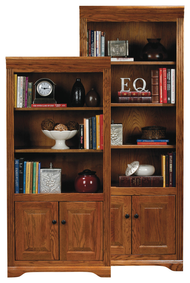 Oak Ridge 72 quotOpen Bookcase With Doors   Farmhouse   Bookcases   by Eagle Furniture  Houzz