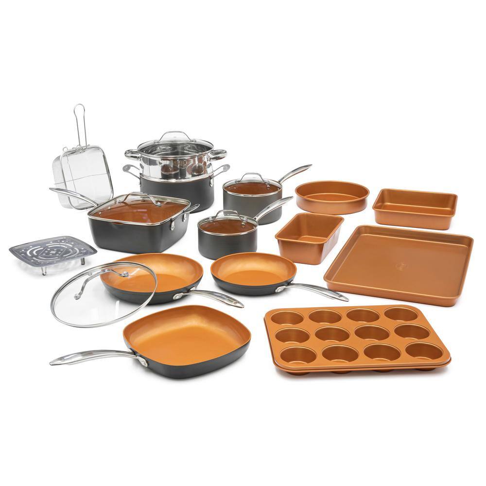 Gotham Steel Professional 20-Piece Hard Anodized Aluminum Ti-Ceramic Nonstick Cookware and Bakeware Set 7379