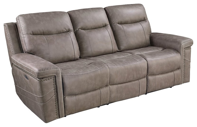 Coaster Wixom Transitional Microfiber Cushion Back Power Sofa in Brown   Transitional   Sofas   by Simple Relax  Houzz