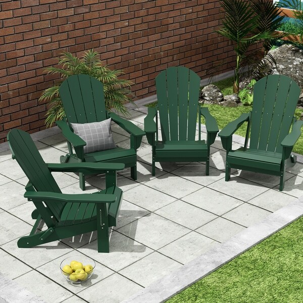 Polytrends Laguna Weather Resistant Outdoor Patio Folding Adirondack Chairs (Set of 4)