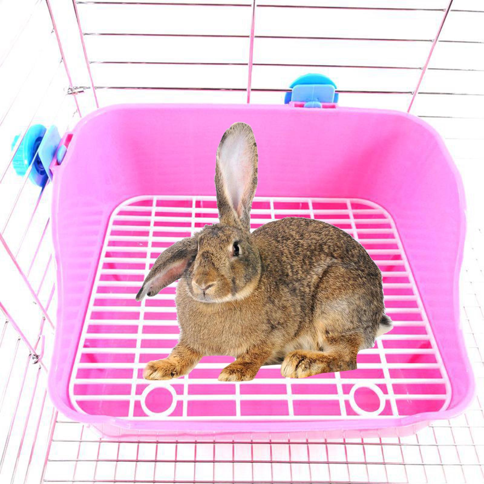 Litter Tray Toilet，Rabbit Litter Box for Cage Corner ，Pet Litter Pan Trainer Bunny Litter Box Cleaner，corner large toilet guinea rats Small Animal，Hamster Chinchilla Ferret Pink