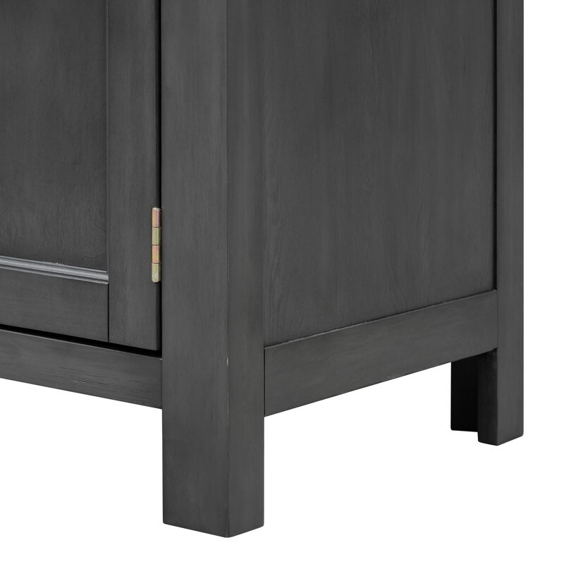 4 Doors Storage Cabinet with Adjustable Shelf  Black