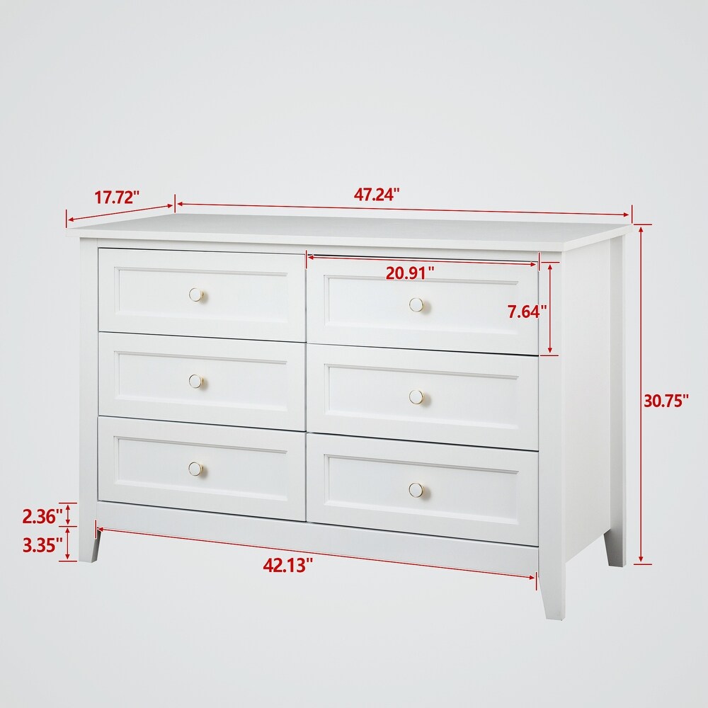 Solid Wood spray painted 6 drawer dresser