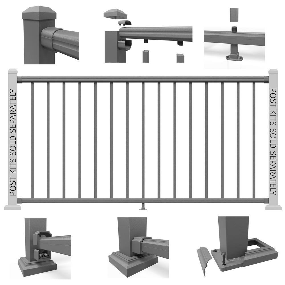 ULTRA MAX Adams 36 in. x 96 in. Textured Black Aluminum Railing Kit 497582